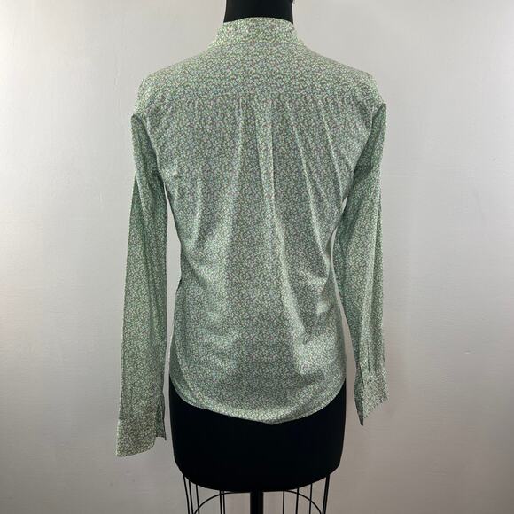 STEVEN ALAN Green Pink Shirt Cotton Floral Long Sleeve Button-Up USA S Small - Picture 5 of 8